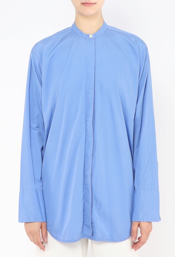 Céline Blue Collarless Cotton Tunic - 3