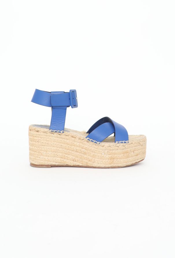 Céline Platform Blue Leather Espadrilles - 1