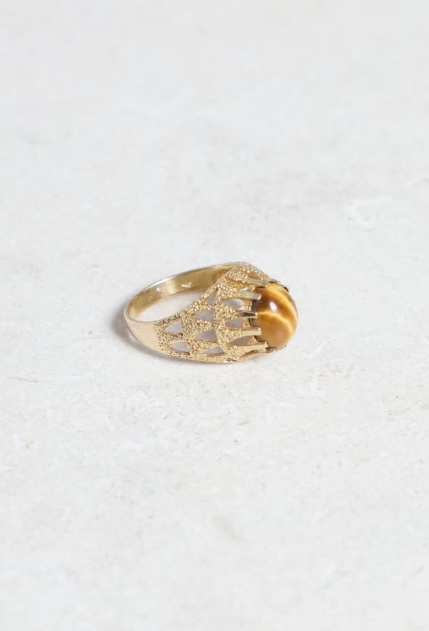 Vintage Fine Jewelry 18k Yellow Gold and Tiger's Eye Ring - 3