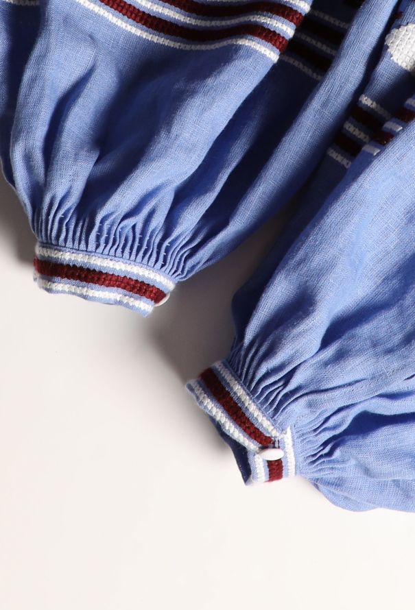 Vita Kin Embroidered Blue Linen Tunic - 8
