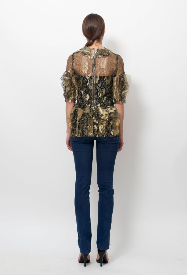 Rodarte Gold Lace Blouse - 5