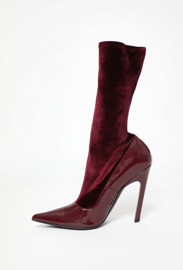 Balenciaga 2023 Velvet Knife Patent Boots - 4