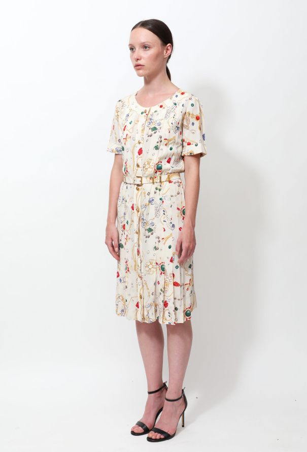 Chanel Rare '80s  Jewel Print Pleated Dress - 2