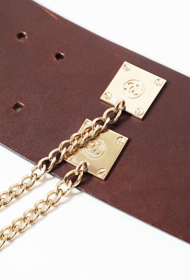 Chanel S/S 2002 Leather Chainlink Bolt Belt - 6