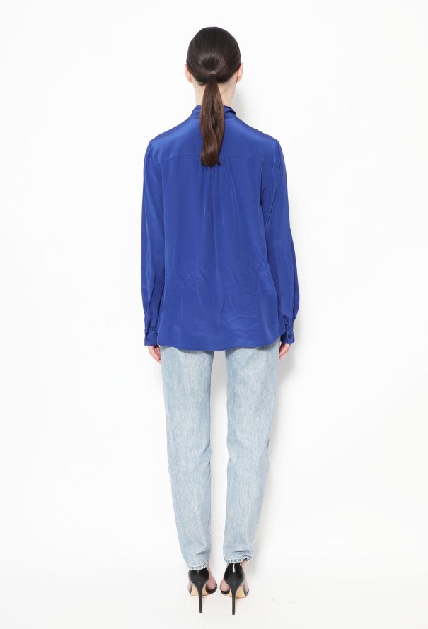Miu Miu Silk Lavallière Blouse - Cobalt blue - 4