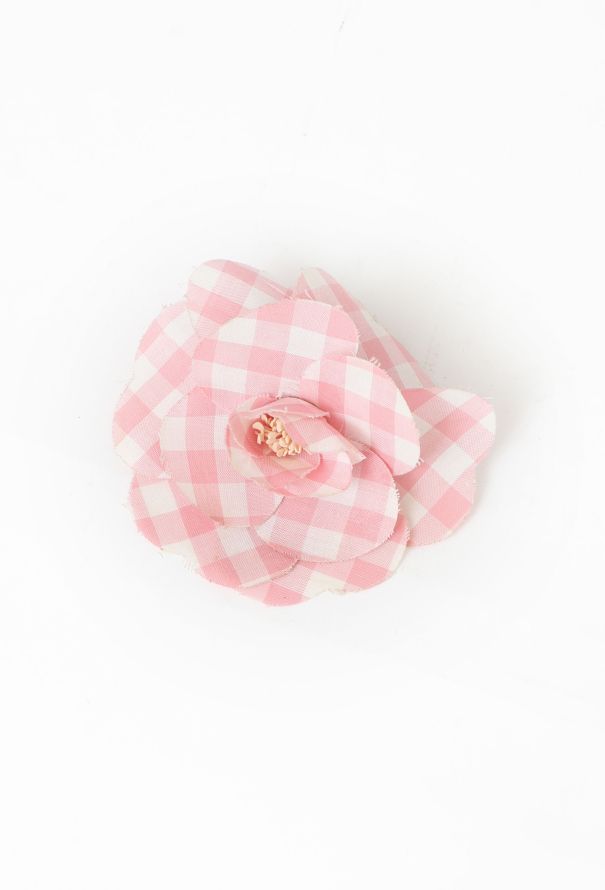 Chanel '90s Checkered Camélia Brooch - 1