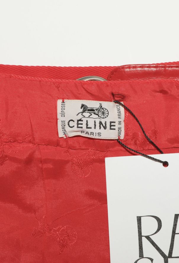 Céline '70s Leather Horsebit Twill Skirt - 4