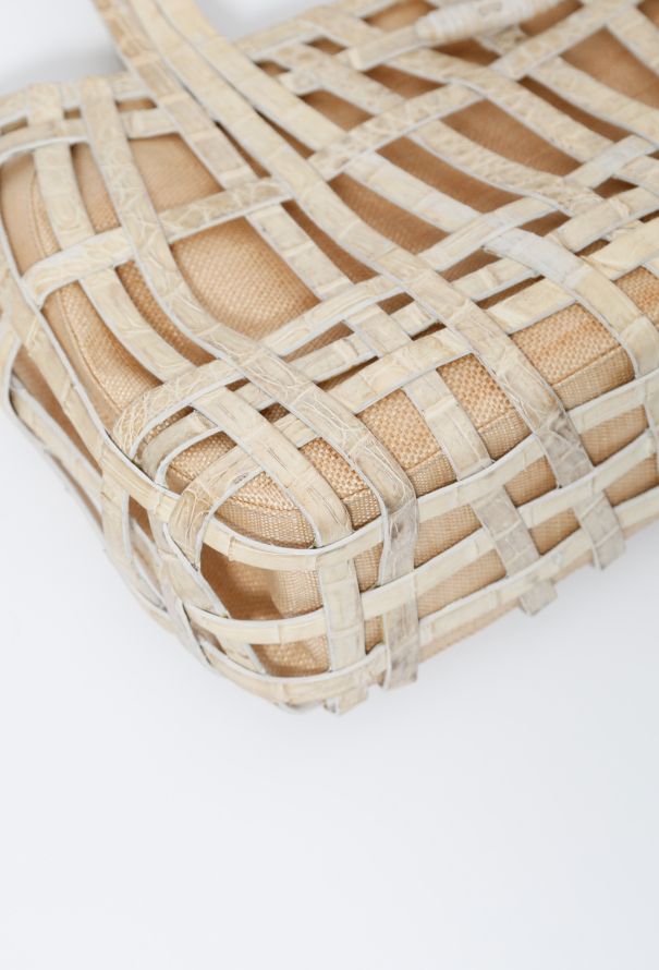 Exquisite Vintage Nancy Gonzalez Crocodile Raffia Bag - 6