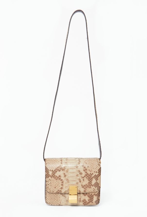 Céline Mini Python Classic Box Bag Beige and brown - 1