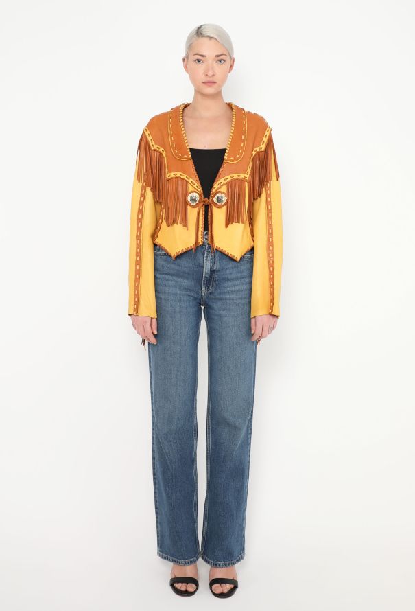 World Treasures Whipstitch Leather Fringe Jacket - 3