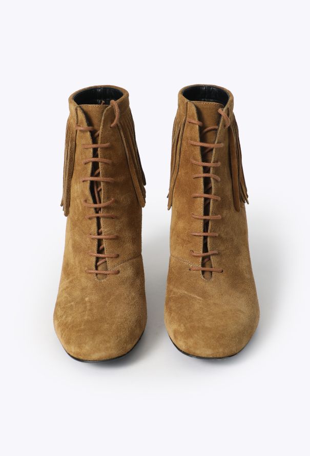 Saint Laurent 2015 Fringe Suede Ankle Boots - 3