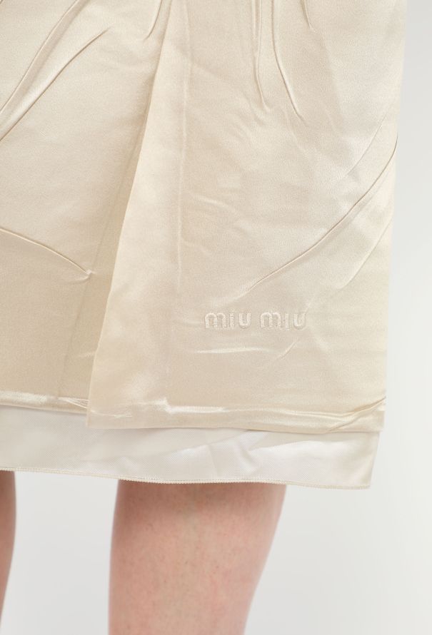Miu Miu Beige Textured Charmeuse Dress - F/W 2024 - 6