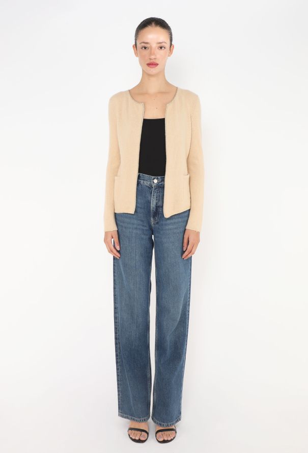 Chanel Beige Cashmere Lamé Trim cardigan - 3