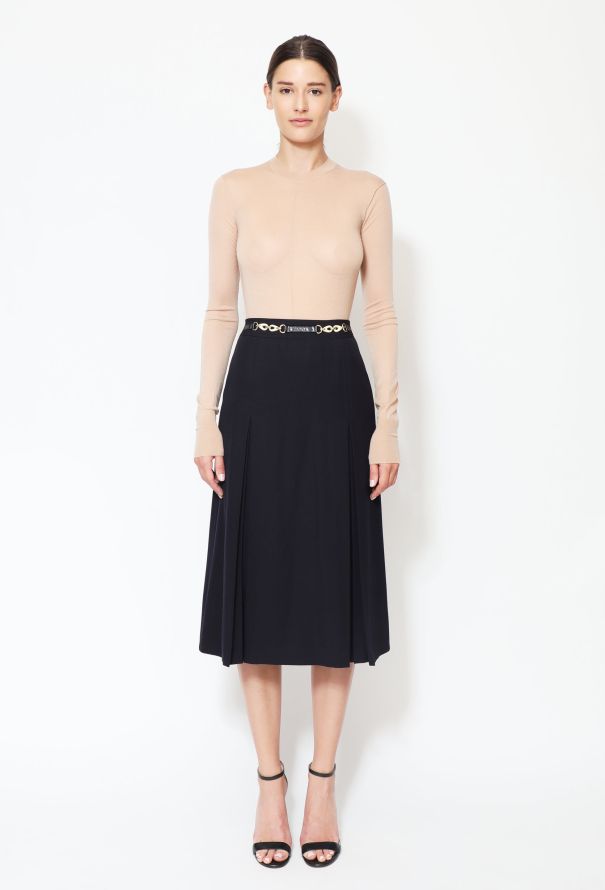 Céline Vintage Chainlink Twill Slit Skirt - 1
