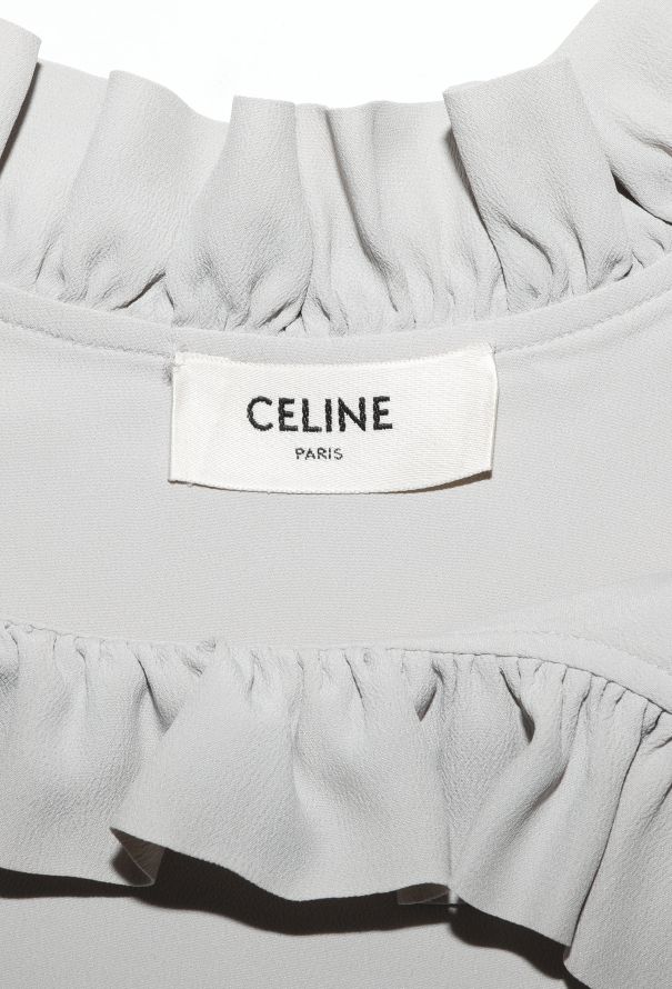 Céline 2021 Pleated Ruffled Silk Blouse - 4