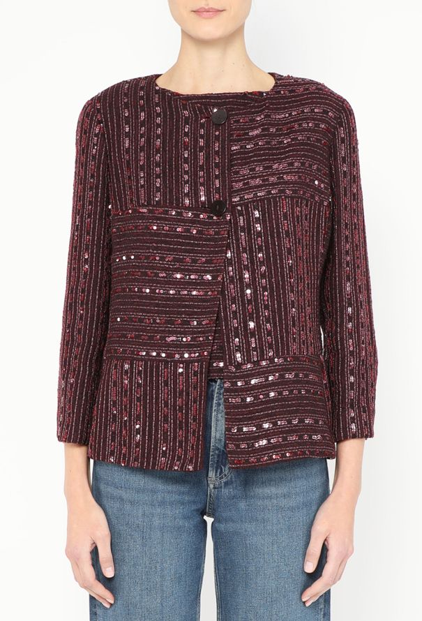 Chanel Resort 2000 Sequin Tweed Ensemble – Burgundy Purple - 5