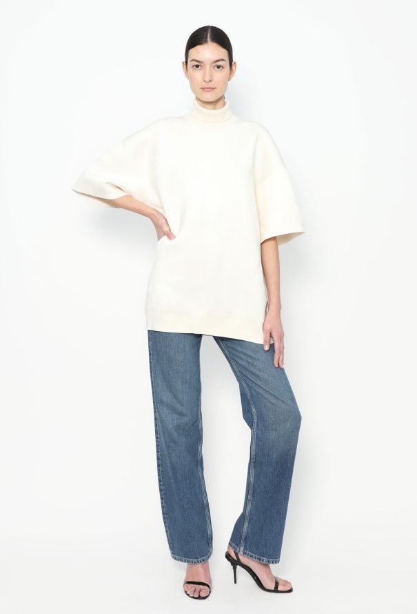 Phoebe Philo Oversized Chenille Turtleneck Sweater – White (A1 2023) - 3