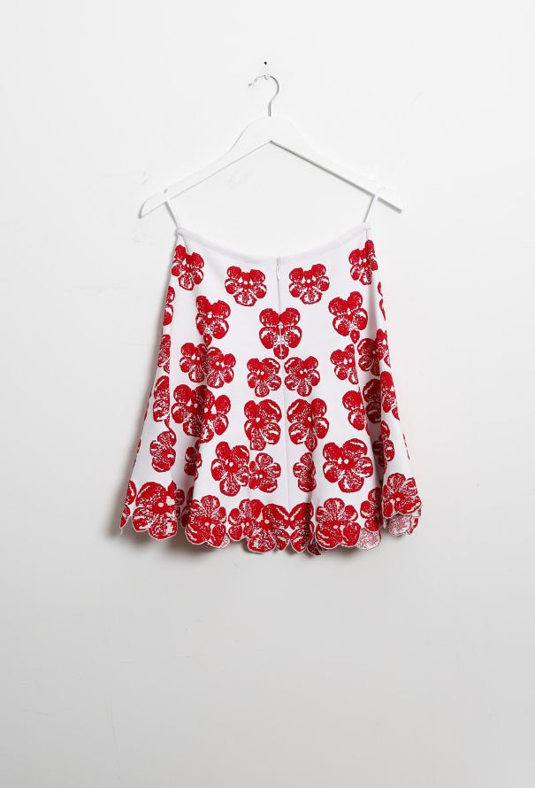 Alaïa S/S 2017 Floral Textured Skirt Red - 7