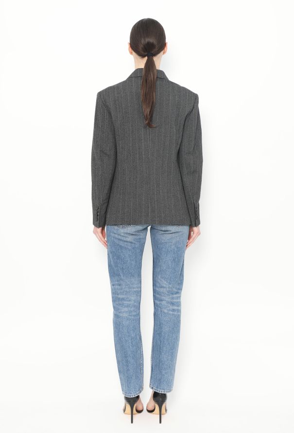 Céline Classic Pinstripe Herringbone Blazer - 4