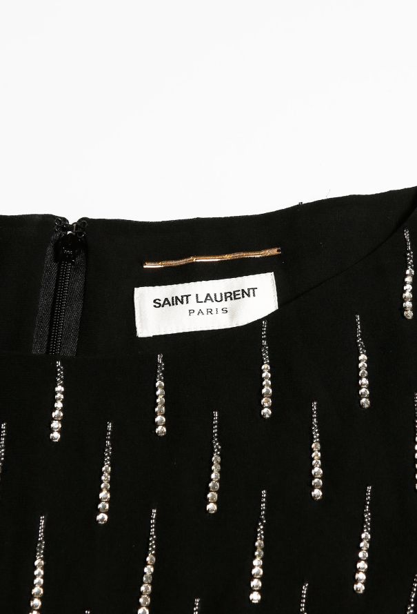 Saint Laurent F/W 2015 Embellished Silk Bow Dress - 6
