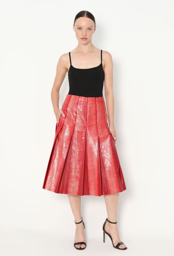 Céline Python Pleated Lambskin Skirt - 3