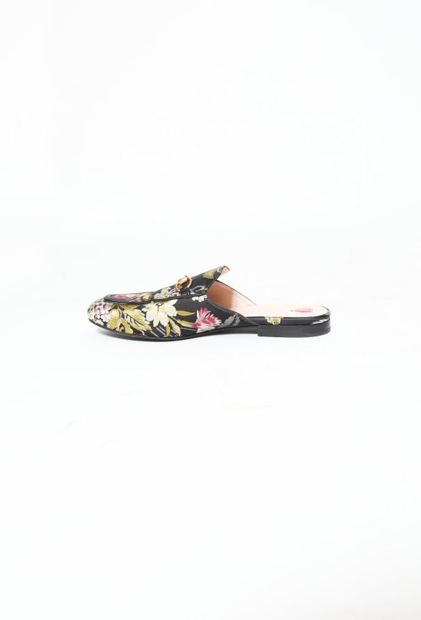 Gucci Floral Embroidered Horsebit Mules - 6