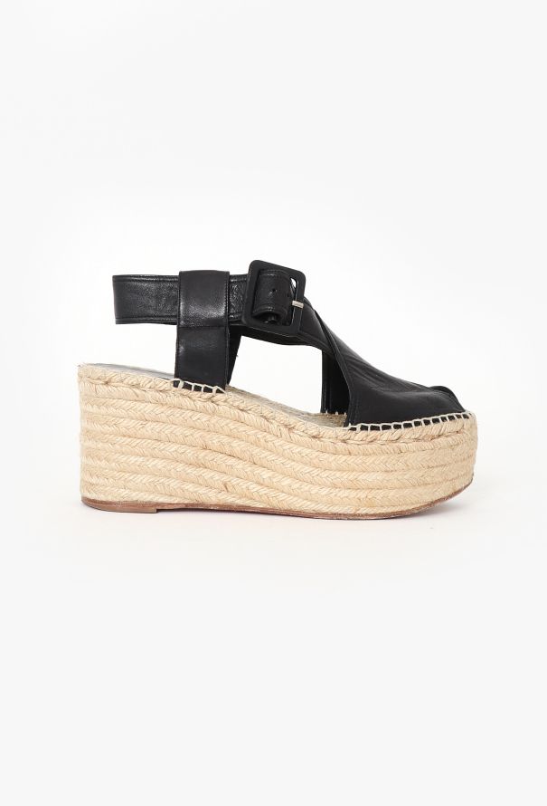 Céline Black Leather Platform Espadrilles - 1