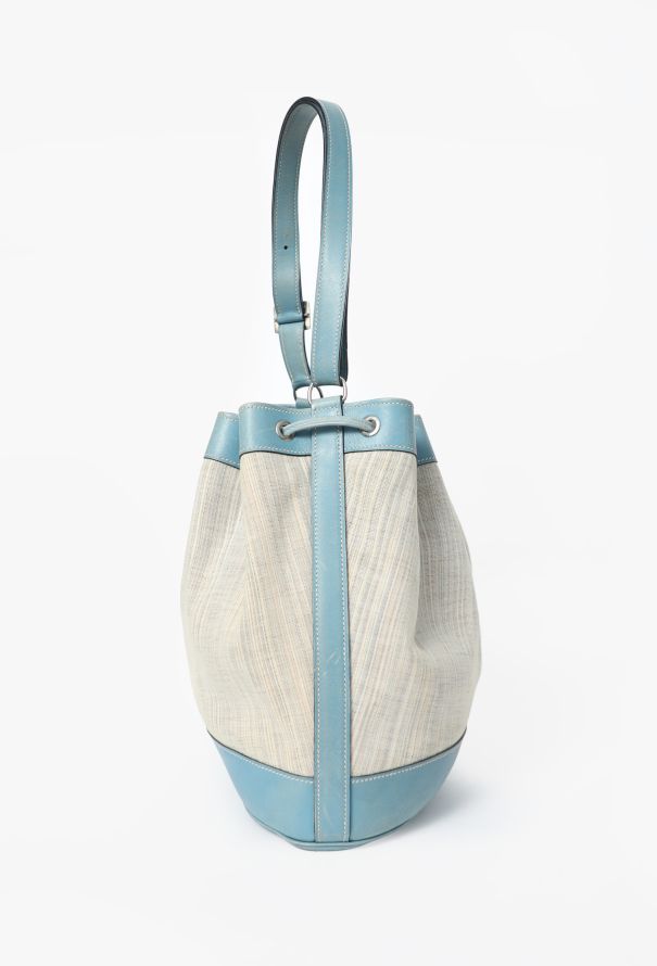 Hermès '90s Toile Rayée & Bleu Jean Box Market Bag GM - 5