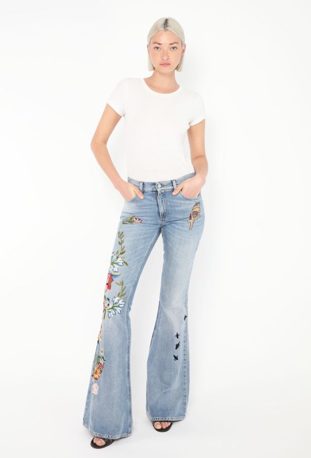 Gucci Pre-Fall 2016 Embroidered Flared Jeans - 4