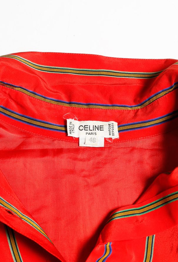Céline Vintage Striped Silk Shirt Dress - 5