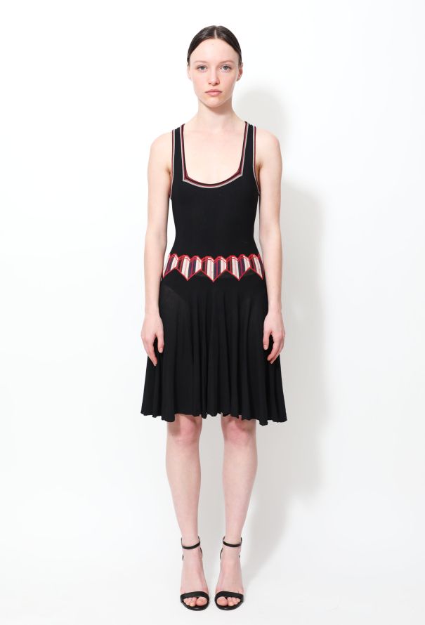 Alaïa Embroidered Heart Skater Dress Black - 1