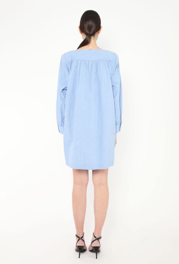 Saint Laurent '70s Ruched Cotton Smock Dress - 6