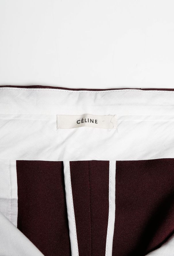 Céline Burgundy Belted Trousers - 4