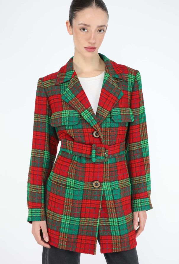 Saint Laurent F/W 1996 Tartan Belted Blazer - 3