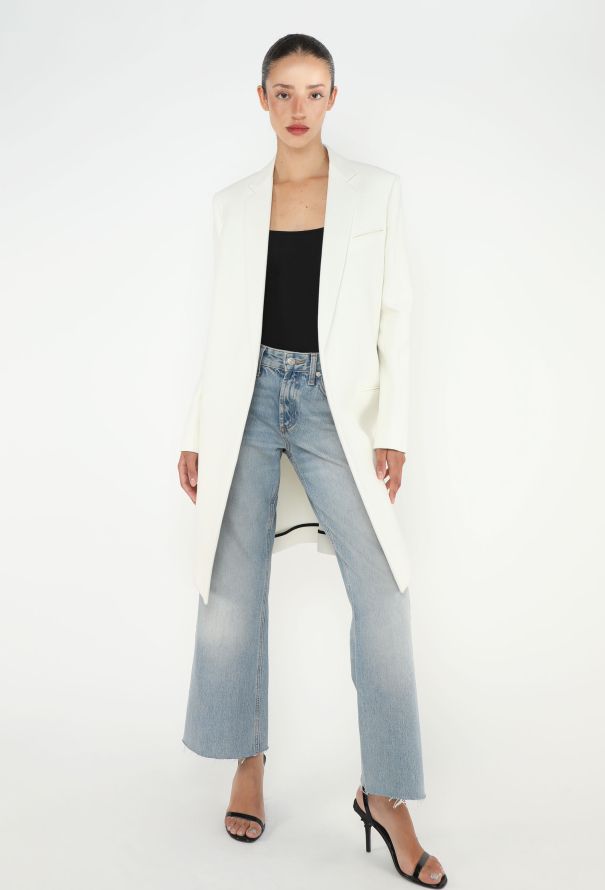 Céline White Grain de Poudre Crombie Coat - 3