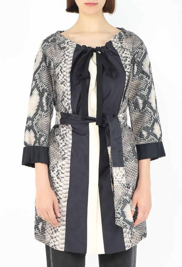 Prada 2009 Snake Print Belted Silk Jacket - 5