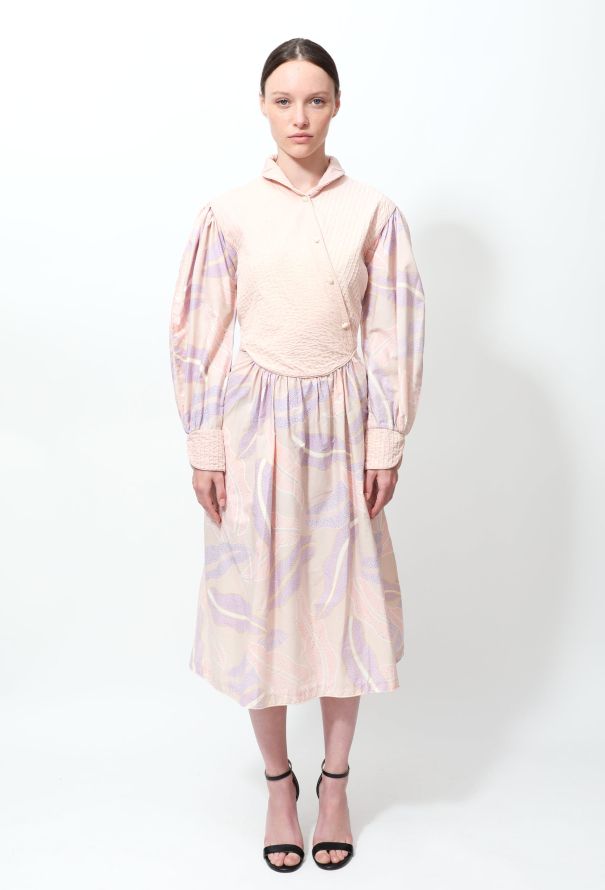 Exquisite Vintage 80s Pleated Floral Printed Dress - 1