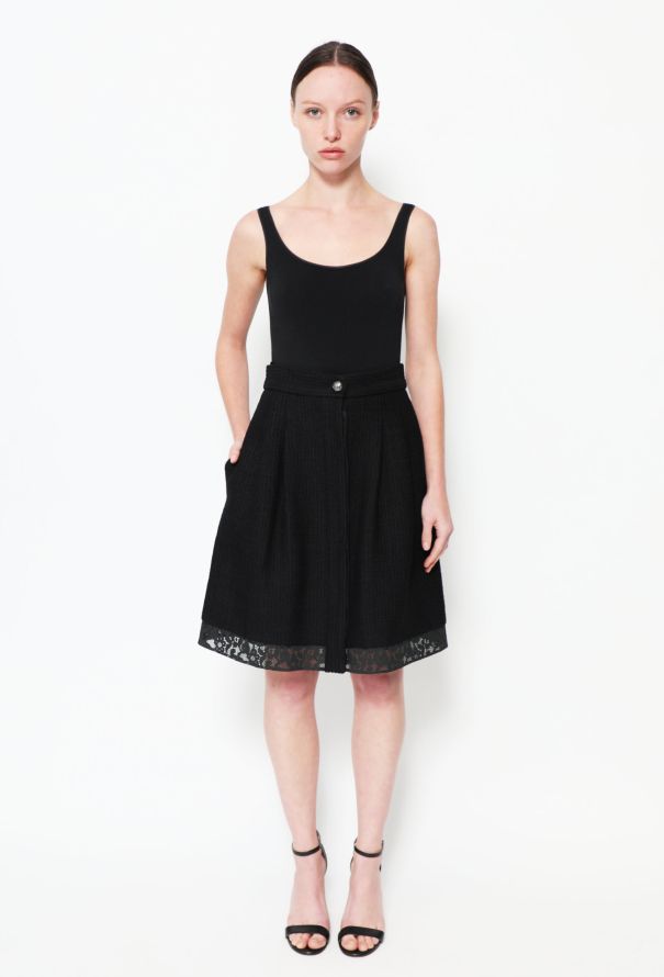 Chanel Tweed Lace Trim Skirt - 3