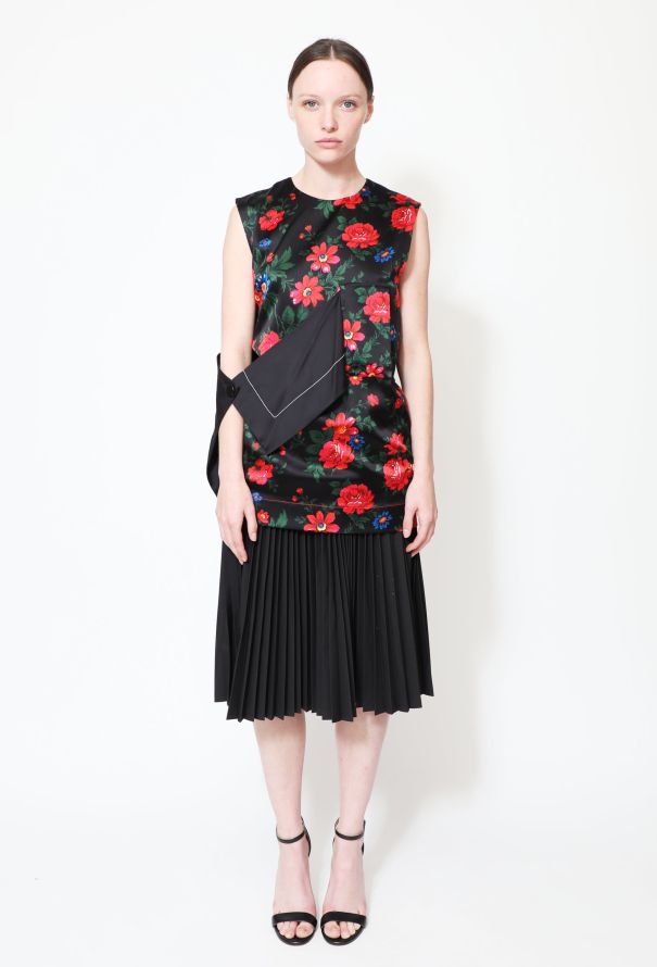 Céline S/S 2015 Floral Satin Draped Top - 3