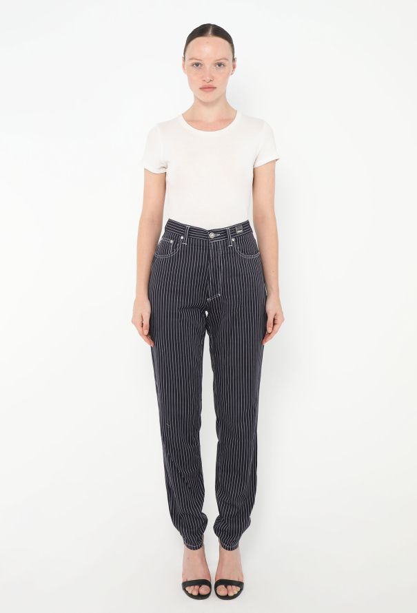 Gianni Versace Early '90s Pinstripe Denim Ensemble - 2