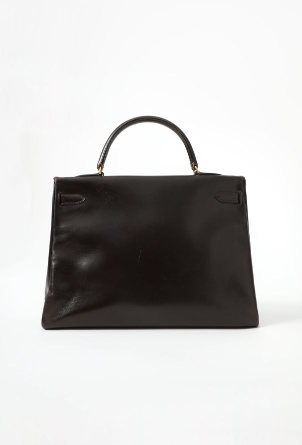 Hermès '70s Brown Box Kelly Retourné 35 - 4