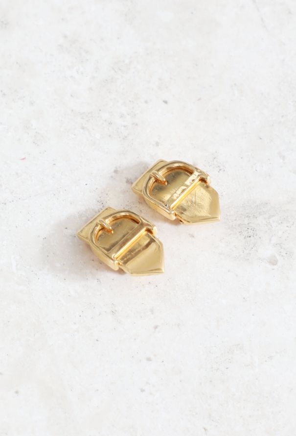 Dior Metallic 'D' Belt Clip Earrings - 2