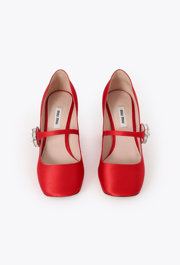 Miu Miu Pre-Fall 2019 Embellished Satin Pumps - 4