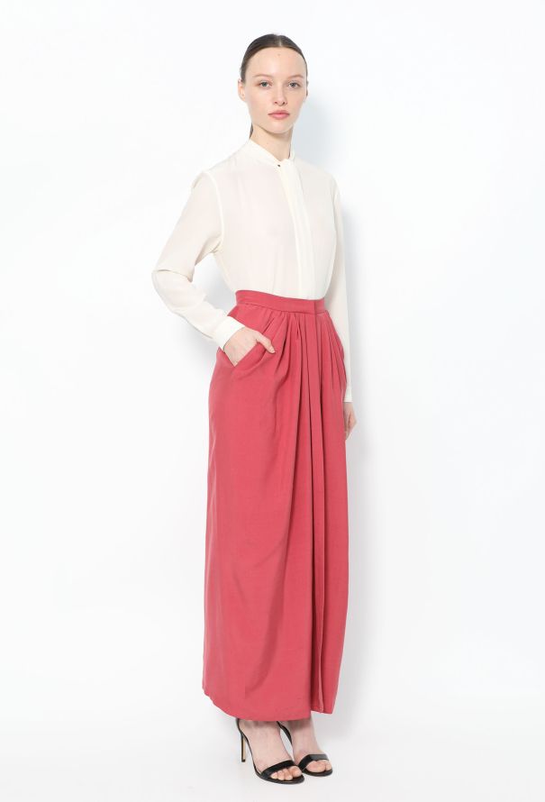 Saint Laurent Vintage Pleated Silk Skirt Raspberry pink - 2