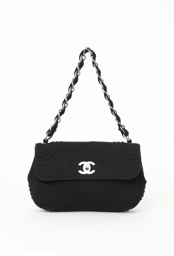 Chanel Black Jersey Flap Bag - 1