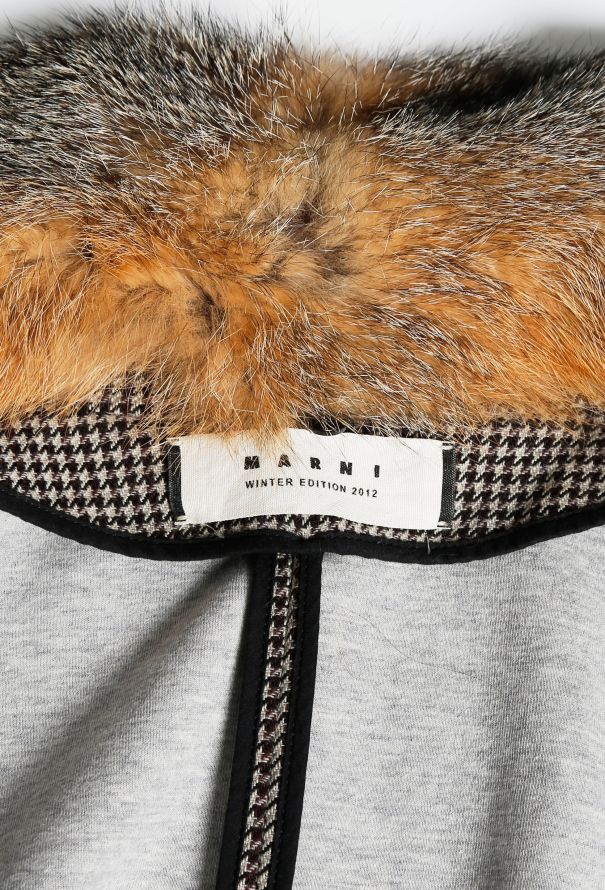 Marni Marni Houndstooth Fox Collar Coat - 5