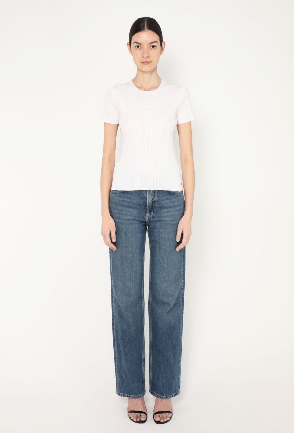 Chanel 2021 Pointelle Ribbed 'CC' Top - 4