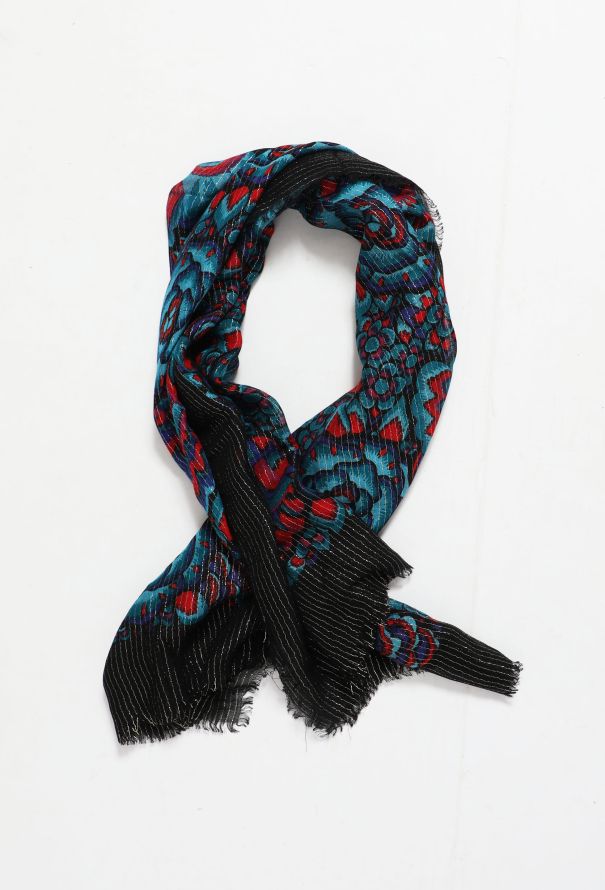 Saint Laurent Vintage Floral Metallic Scarf - 2