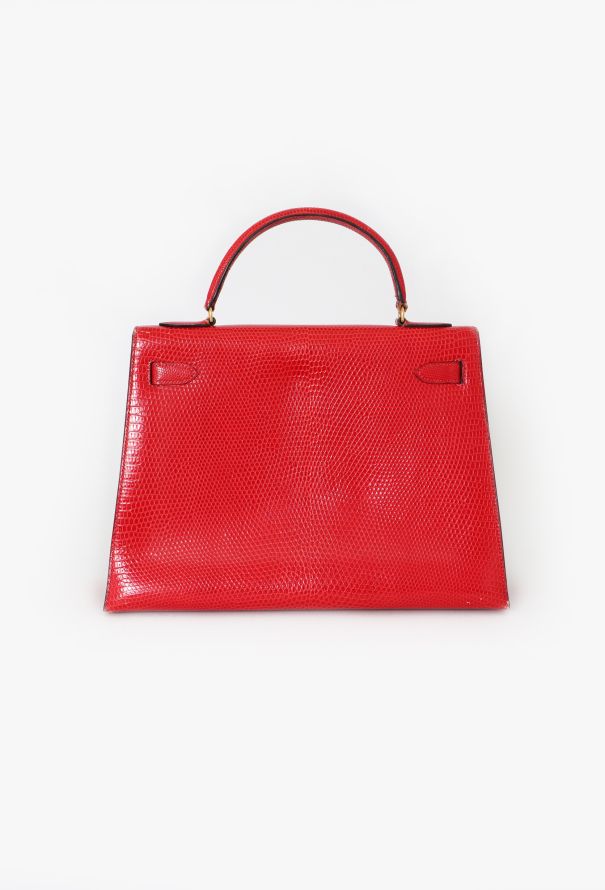 Hermès '80s Red Varanus Salvator Lizard Kelly Sellier 32 - 7