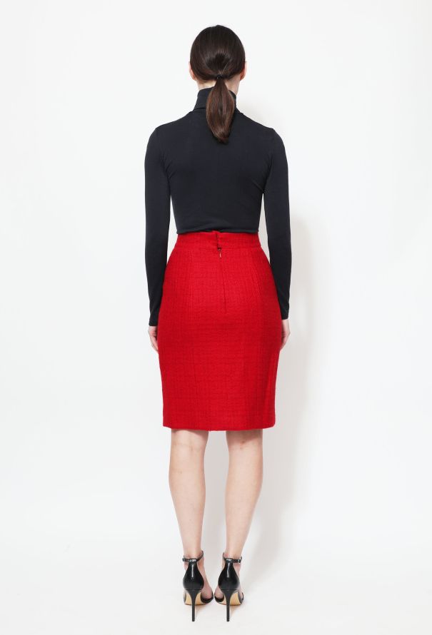 Chanel Scarlet Tweed Skirt - 3